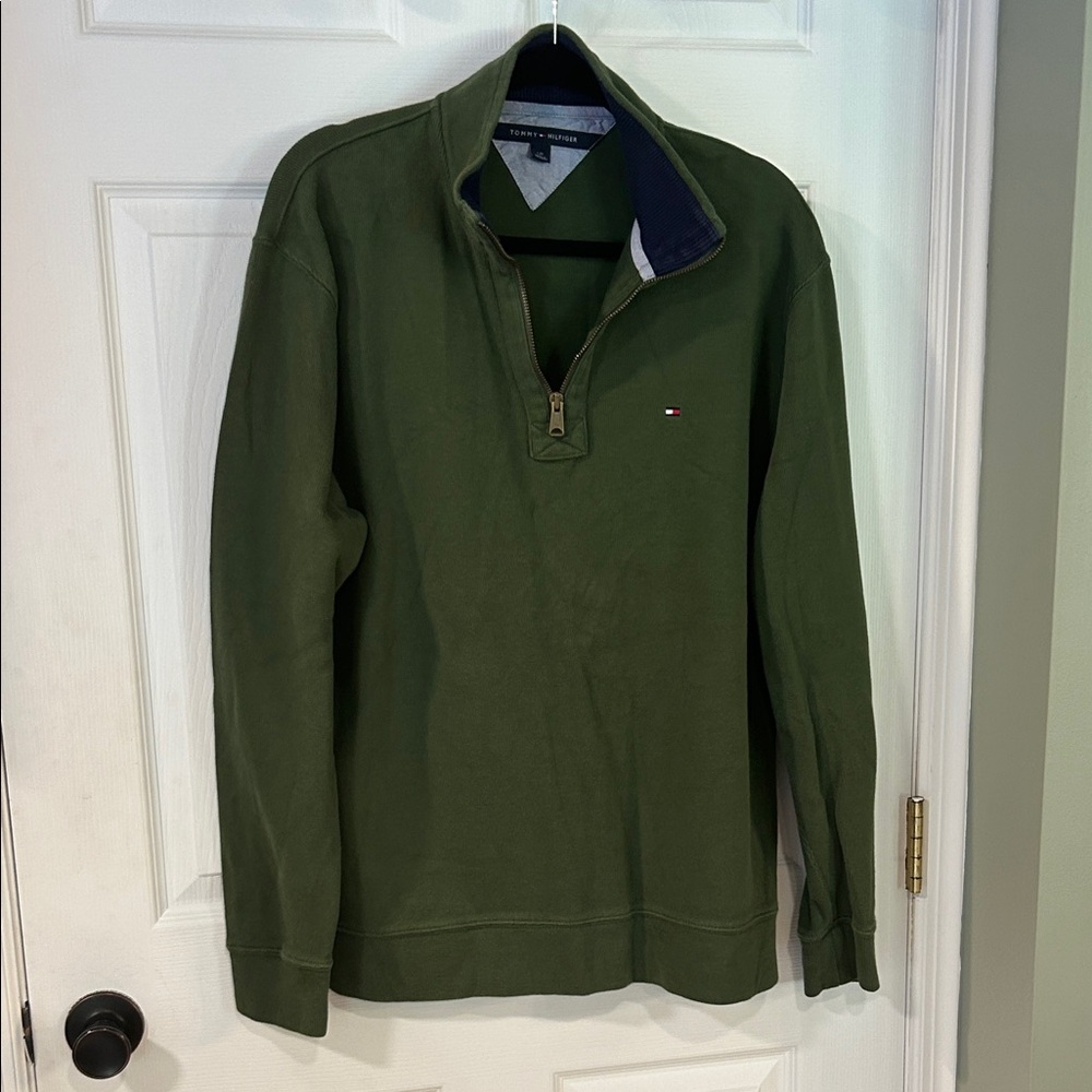 Tommy Hilfiger Men's Olive Zip-Up Sweater